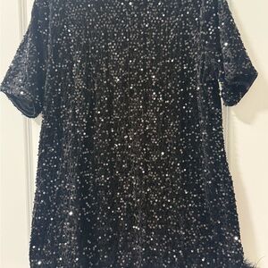 Fashion Nova Black Sequin Short Sleeve Dress